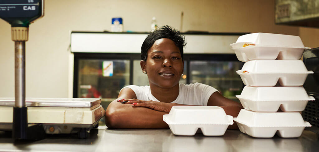 Woman working in a restaurant