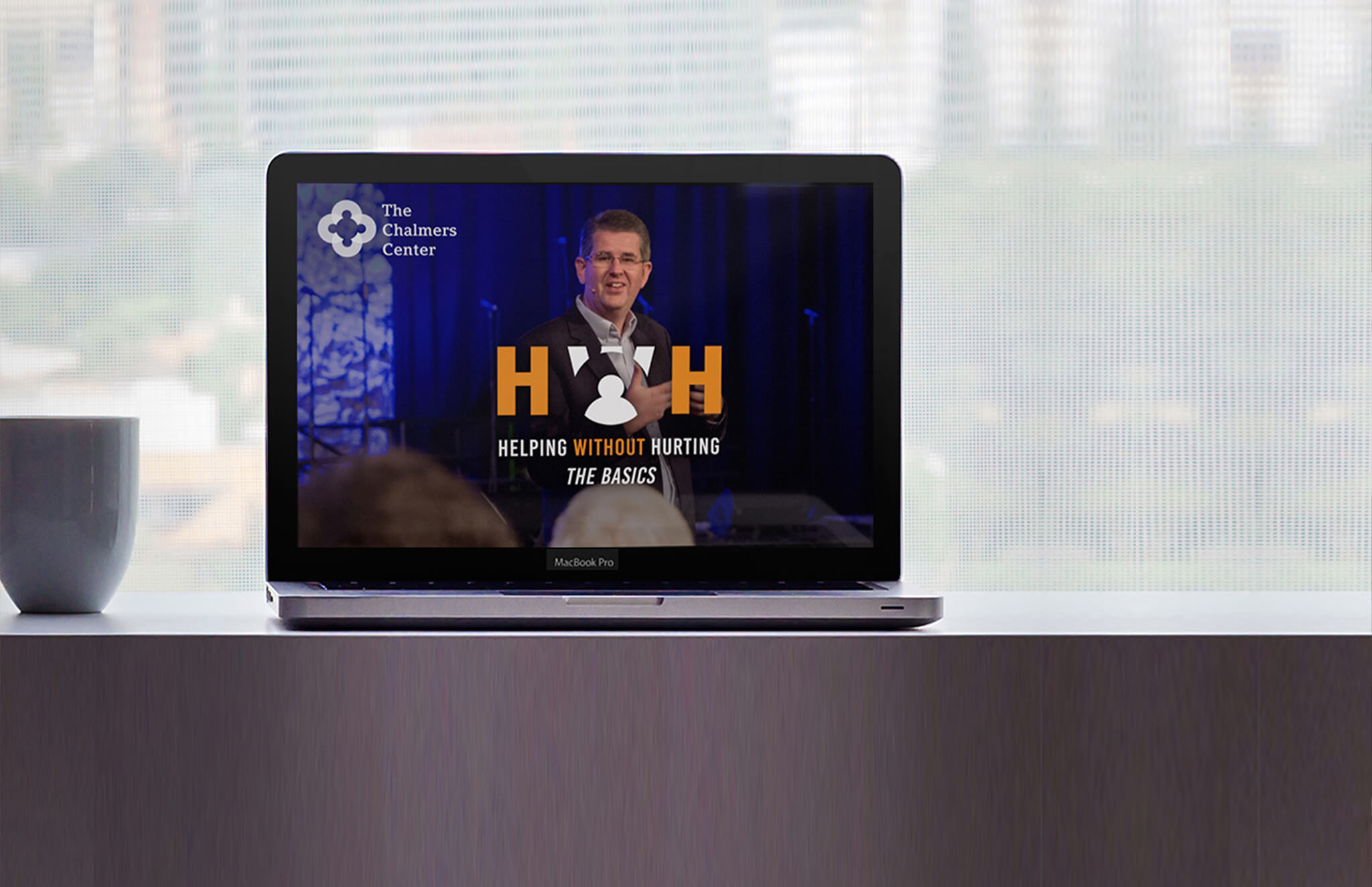 Online course on a laptop