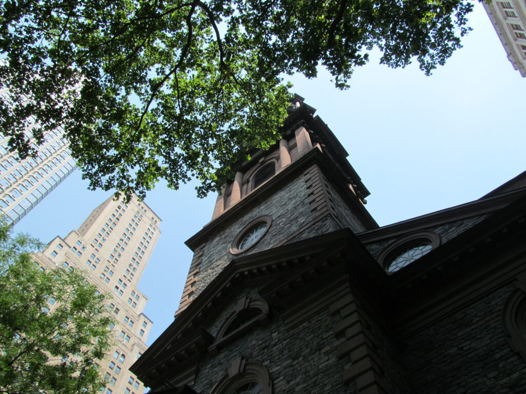 city scene of St. Paul's Chapel